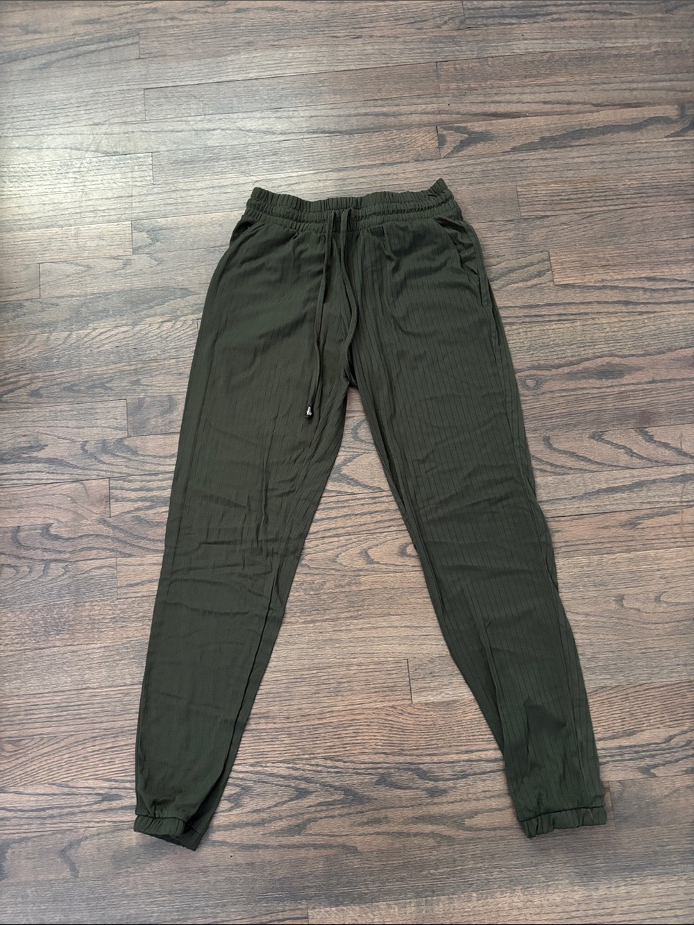 Hot Kiss Olive Green Ribbed Jogger Pants